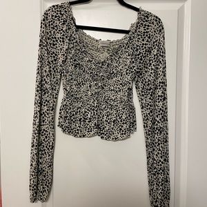 Urban Outfitters Animal Print Black & White Long Sleeve Top